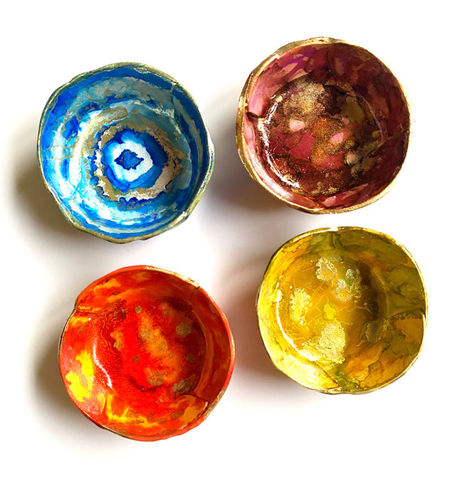 New In The Shop!  Ring Dishes Hand Painted with Alcohol Inks