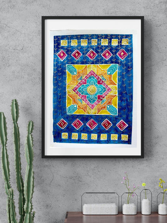 Original Watercolor Art Rangoli Graffiti FIVE