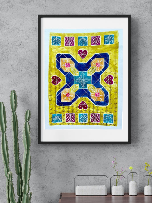 Original Watercolor Art Rangoli Graffiti SEVEN