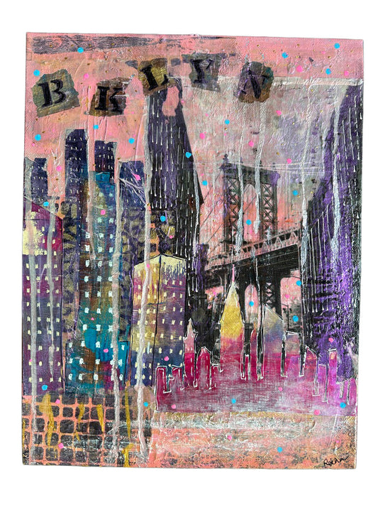 Original Artwork: Brooklyn Bridge Mixed Media Collage