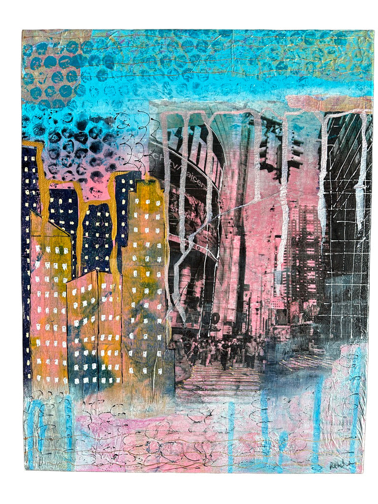 Original Artwork: Times Square Mixed Media Collage