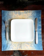 Load image into Gallery viewer, Indigo Blue and Tan Hand Dyed Square Placemats, Set of 4