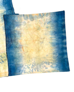 Indigo Blue and Tan Hand Dyed Square Placemats, Set of 4