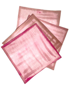 Hand Dyed Shibori Square Placemats in Dusty Rose