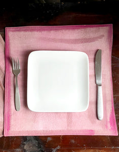Hand Dyed Shibori Square Placemats in Dusty Rose