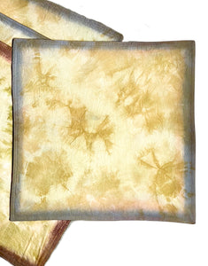 Hand Dyed Shibori Square Placemats in Tan