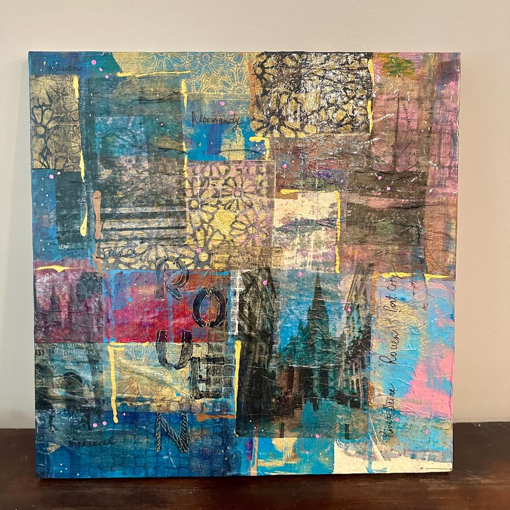 Travel Escapes: Rouen 19 - New Mixed Media Collage Artwork