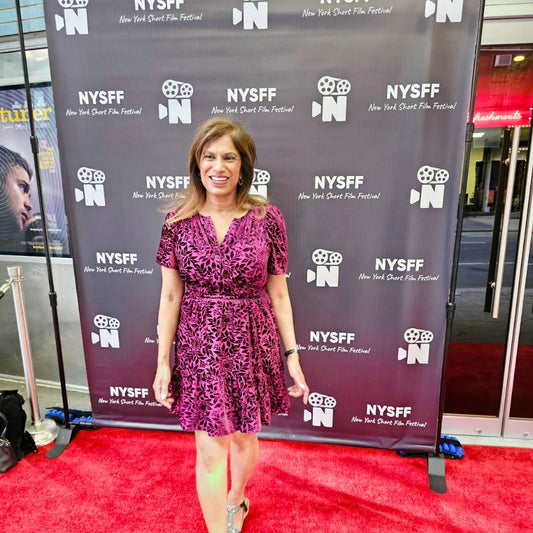 Rekha Krishnamurthi on the red carpet at the 2026 New York Short Film Festival