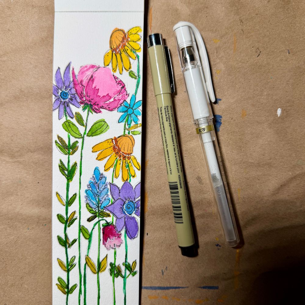 Art Technique: Line Art Botanical Bookmarks
