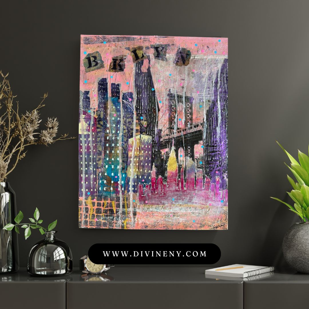 Original Artwork: Brooklyn Bridge Mixed Media Collage