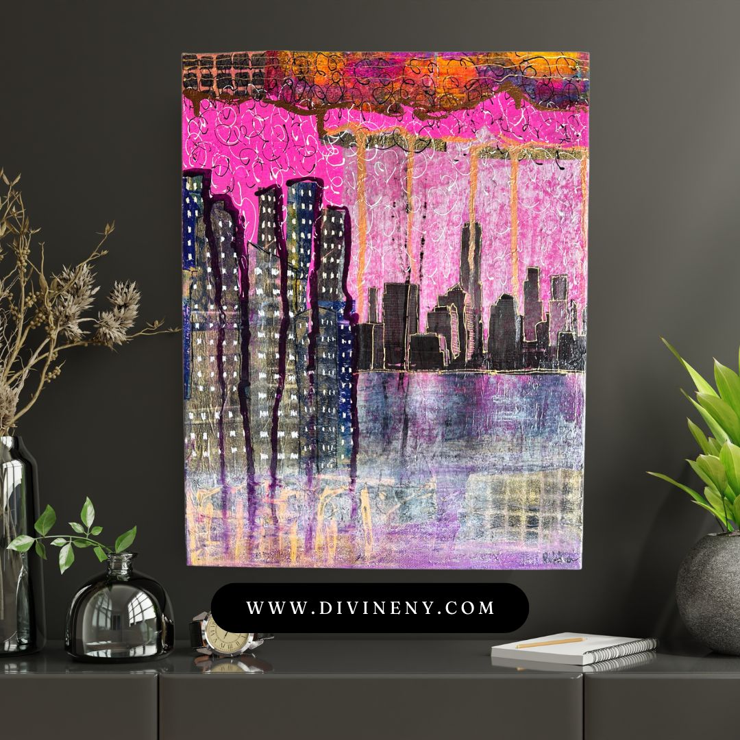 Original Artwork: Skyline Mixed Media Collage