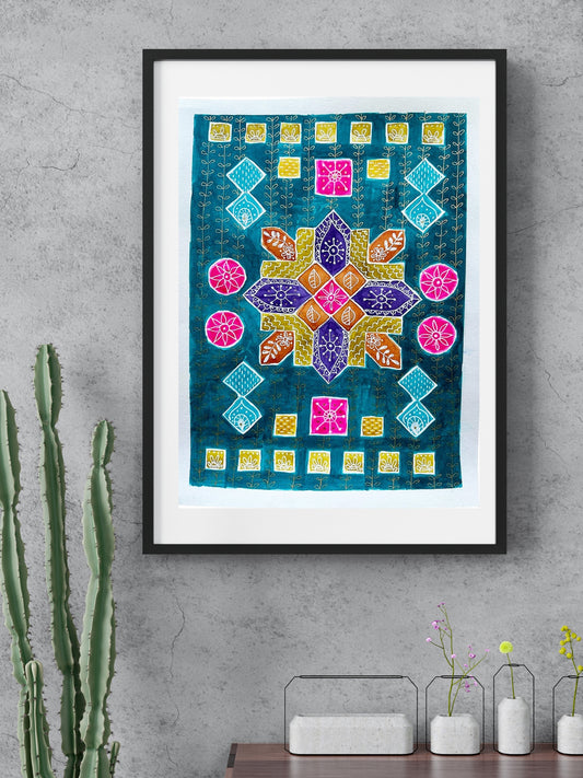 Watercolor Art Rangoli Graffiti 4 in frame