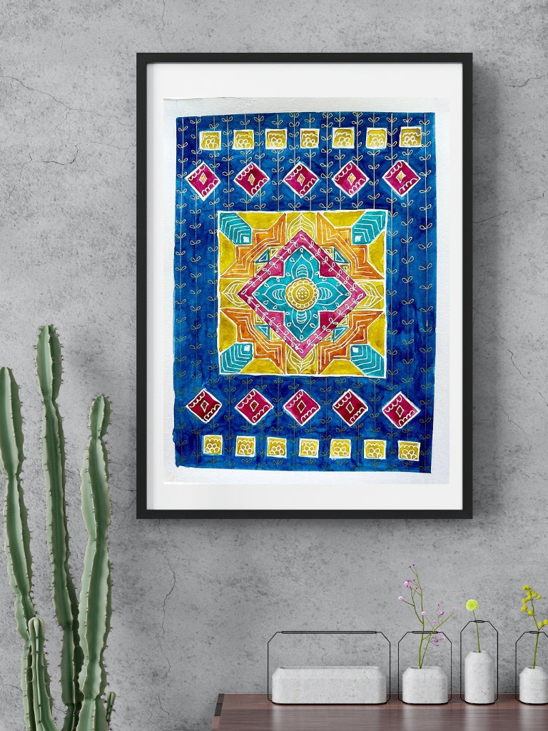 Original Watercolor Art Rangoli Graffiti FIVE