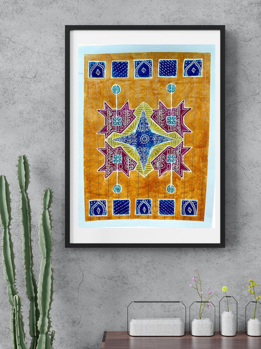 Watercolor Art Rangoli Graffiti Six, in frame