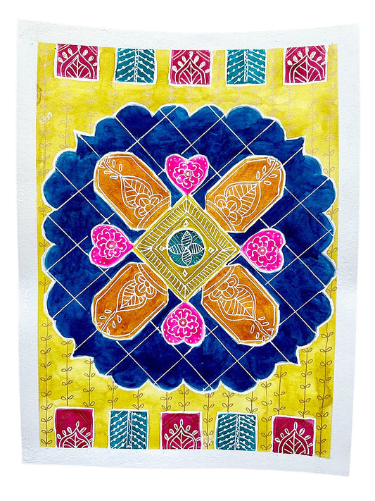 Original Watercolor Art Rangoli Graffiti THREE