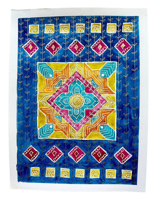 Original Watercolor Art Rangoli Graffiti FIVE