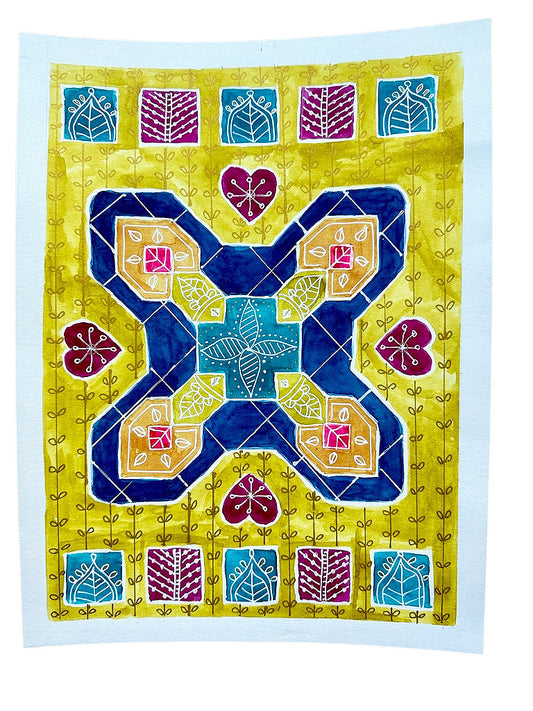 Original Watercolor Art Rangoli Graffiti SEVEN