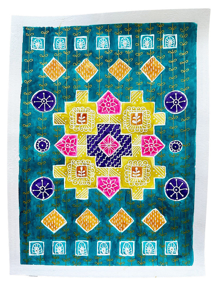 Watercolor Art, Rangoli Graffiti Eight