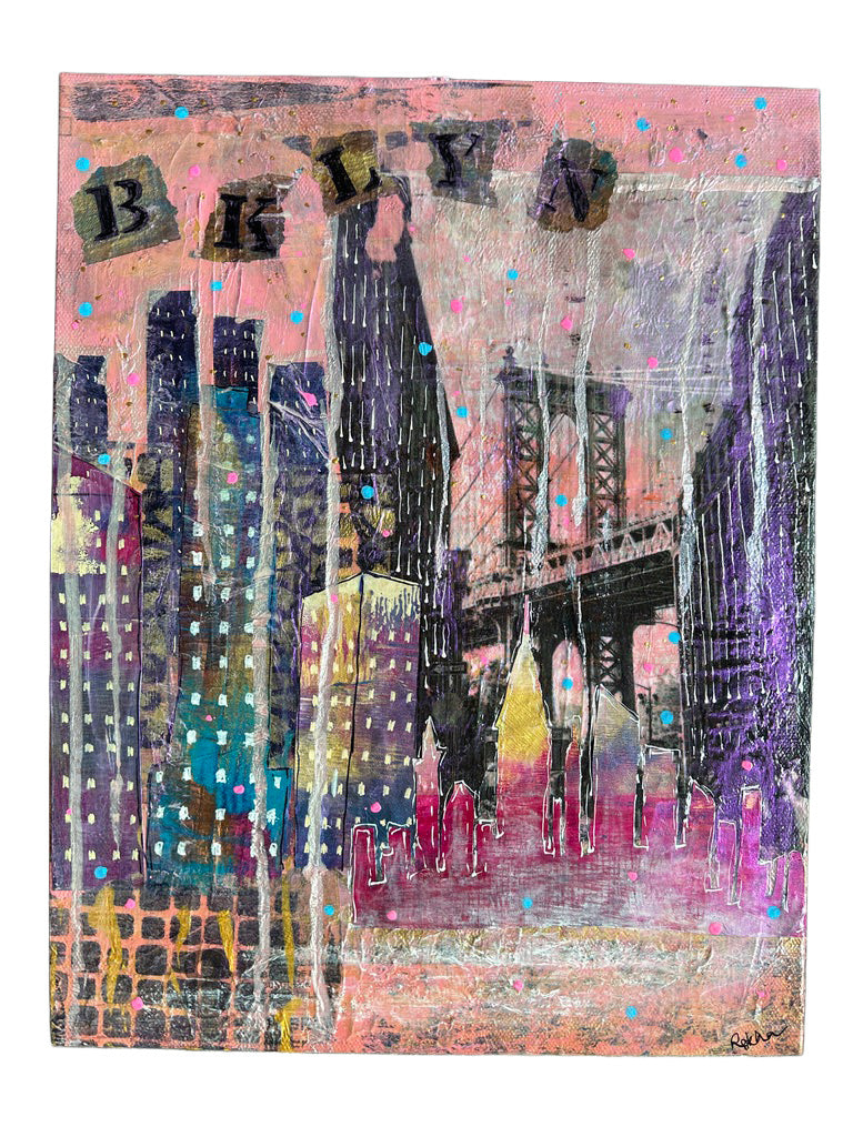 Original Artwork: Brooklyn Bridge Mixed Media Collage