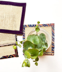 Burlap Plant Coasters for Drinks, Candles and Plants