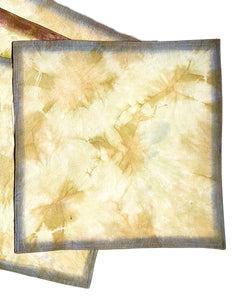 Hand Dyed Shibori Square Placemats in Tan
