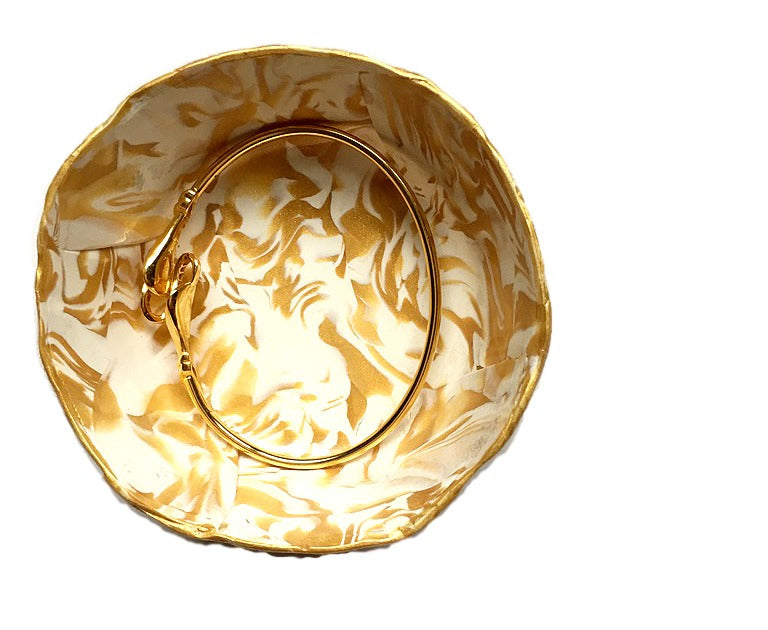 Saffron and White Marbled Jewelry Dish
