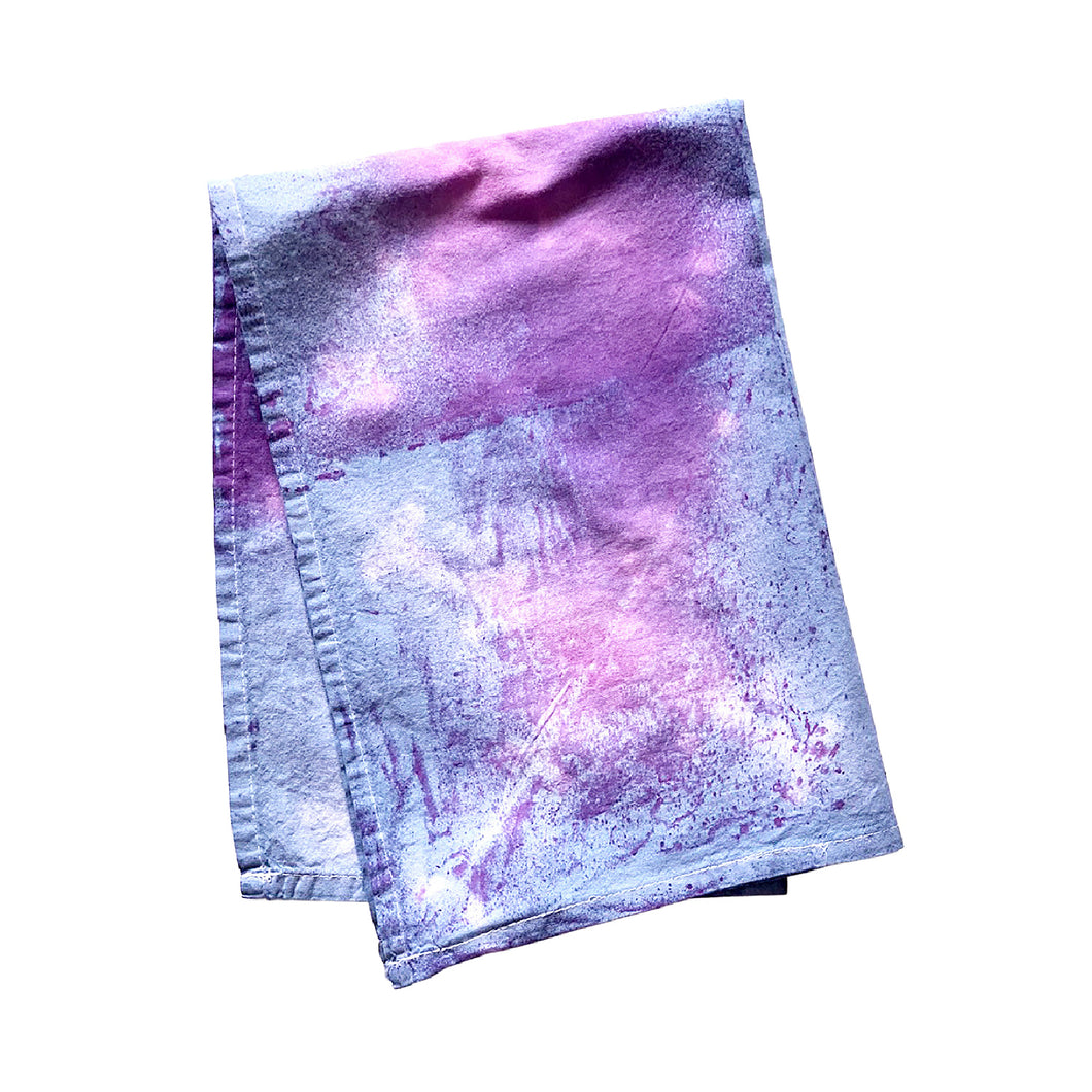 Tie Dye Flour Sack Tea Towel in Purple